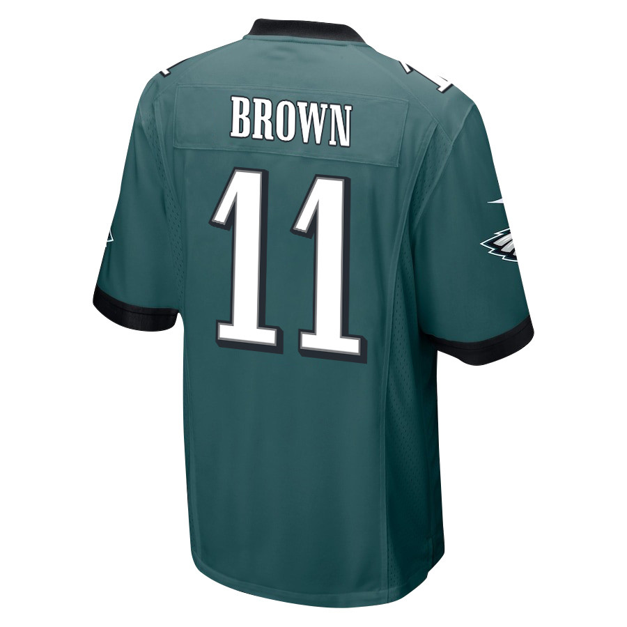 A.J. Brown 11 Philadelphia Eagles Super Bowl LIX Champions Patch Game Midnight Green NFL Jersey Men's