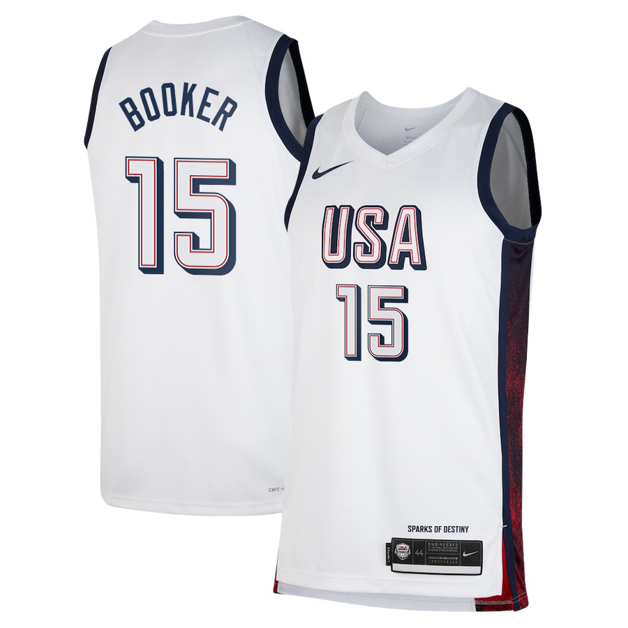 Devin Booker 15 USA Unisex 2024 Swingman Player White NBA Jersey Unisex
