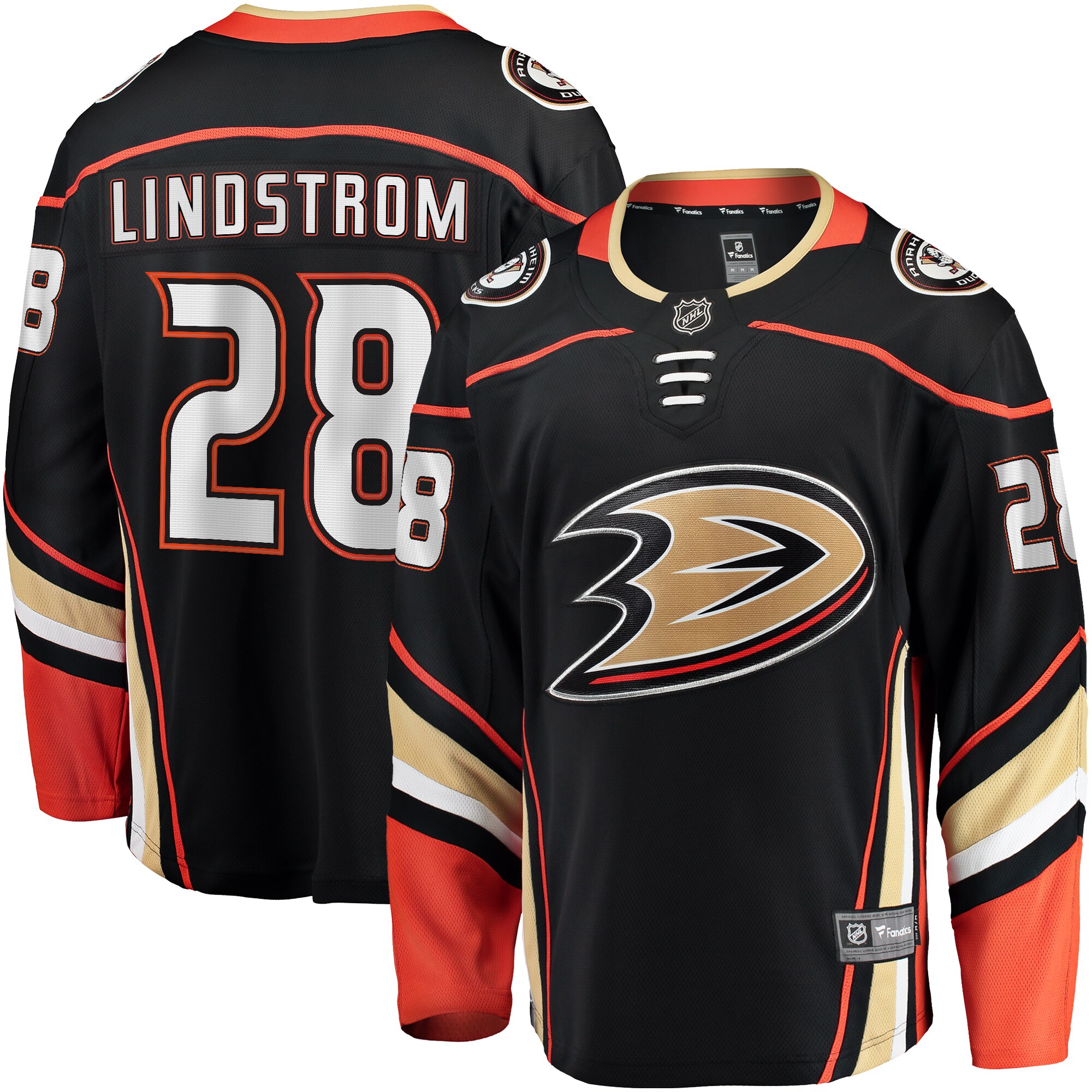 Anaheim Ducks Gustav Lindstrom Black Home Premier Breakaway Player NHL Jersey Men's