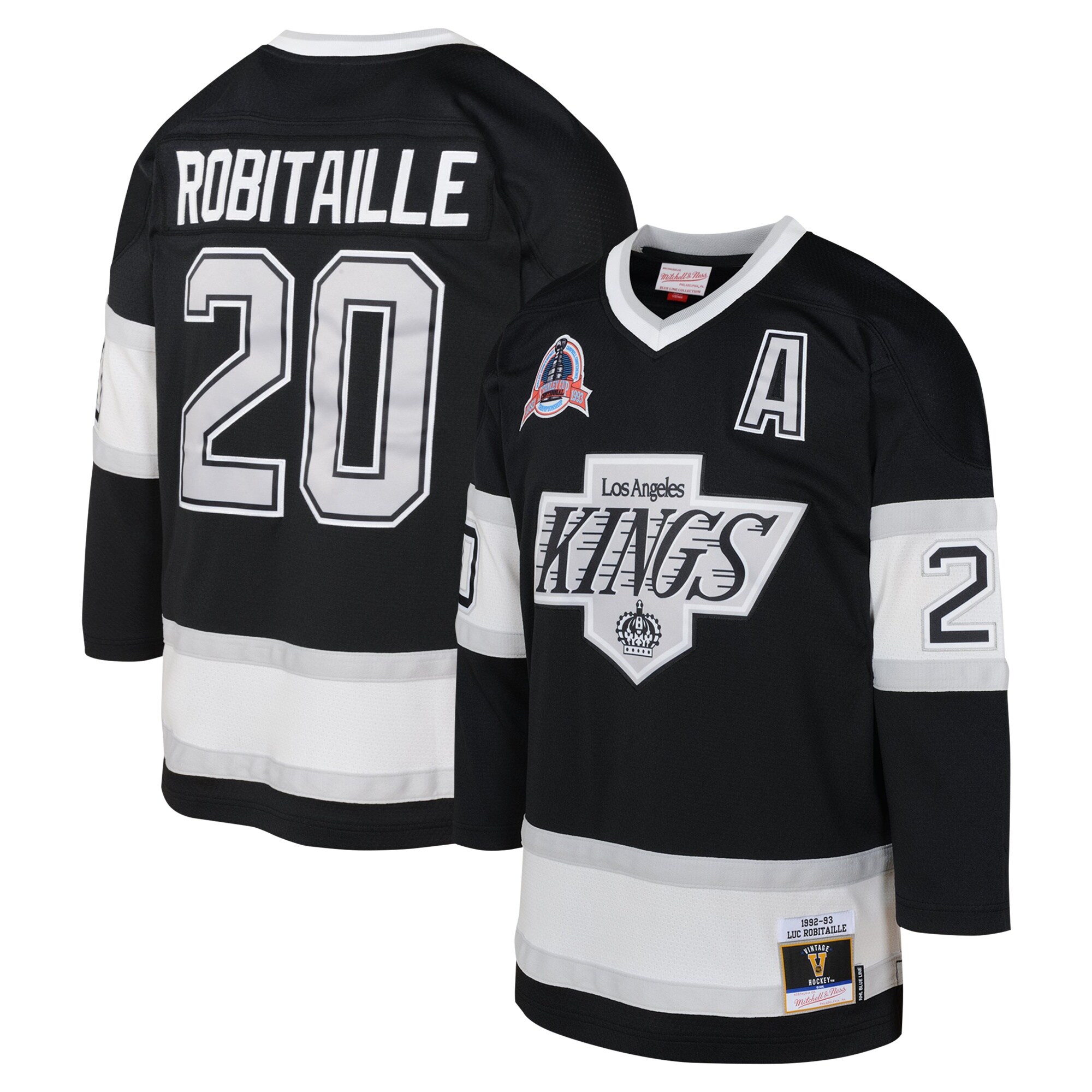 Los Angeles Kings Luc Robitaille Mitchell Ness Black 1992 Blue Line Player NHL Jersey Youth