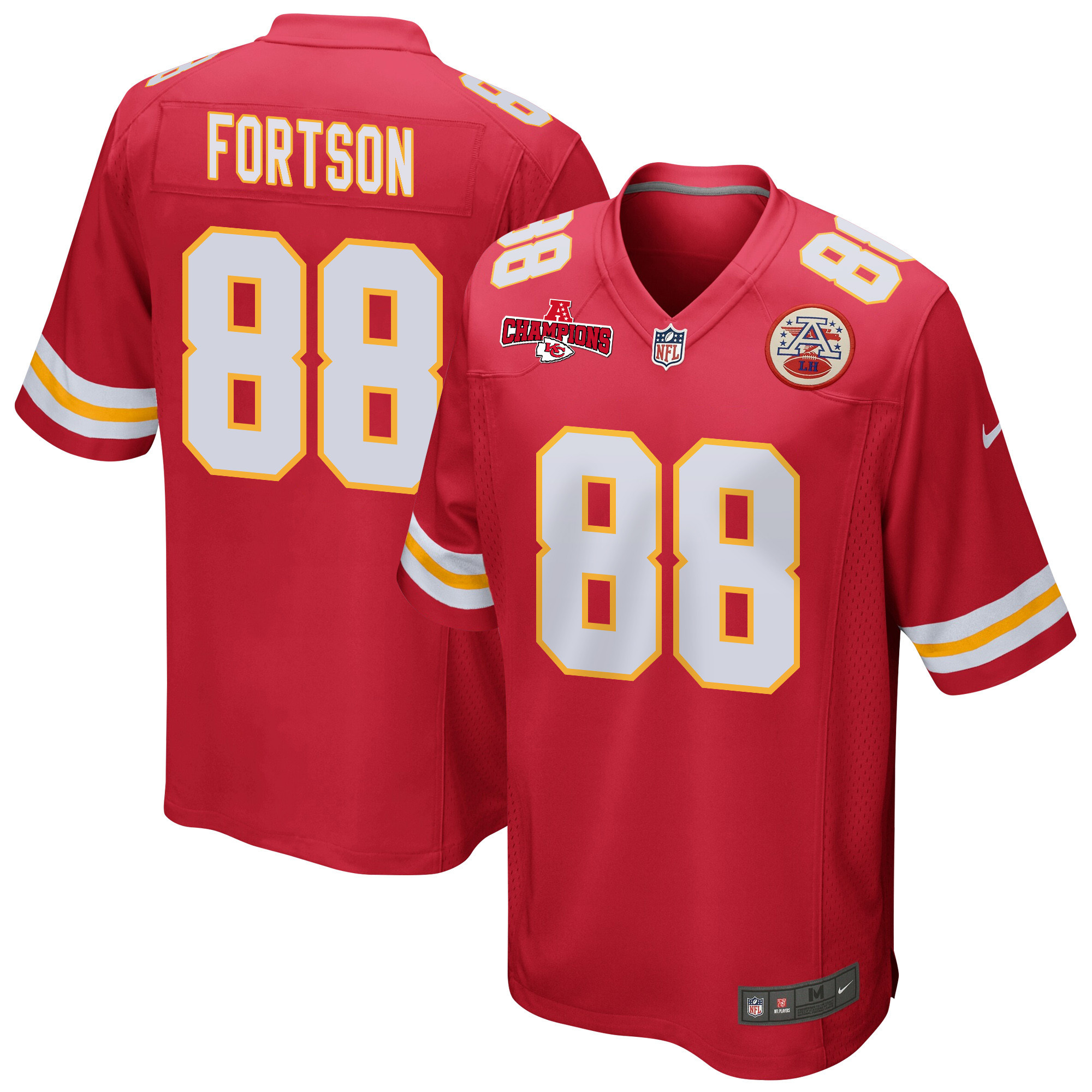 Jody Fortson 88 Kansas City Chiefs AFC Champions Patch Game Red NFL Jersey Men's