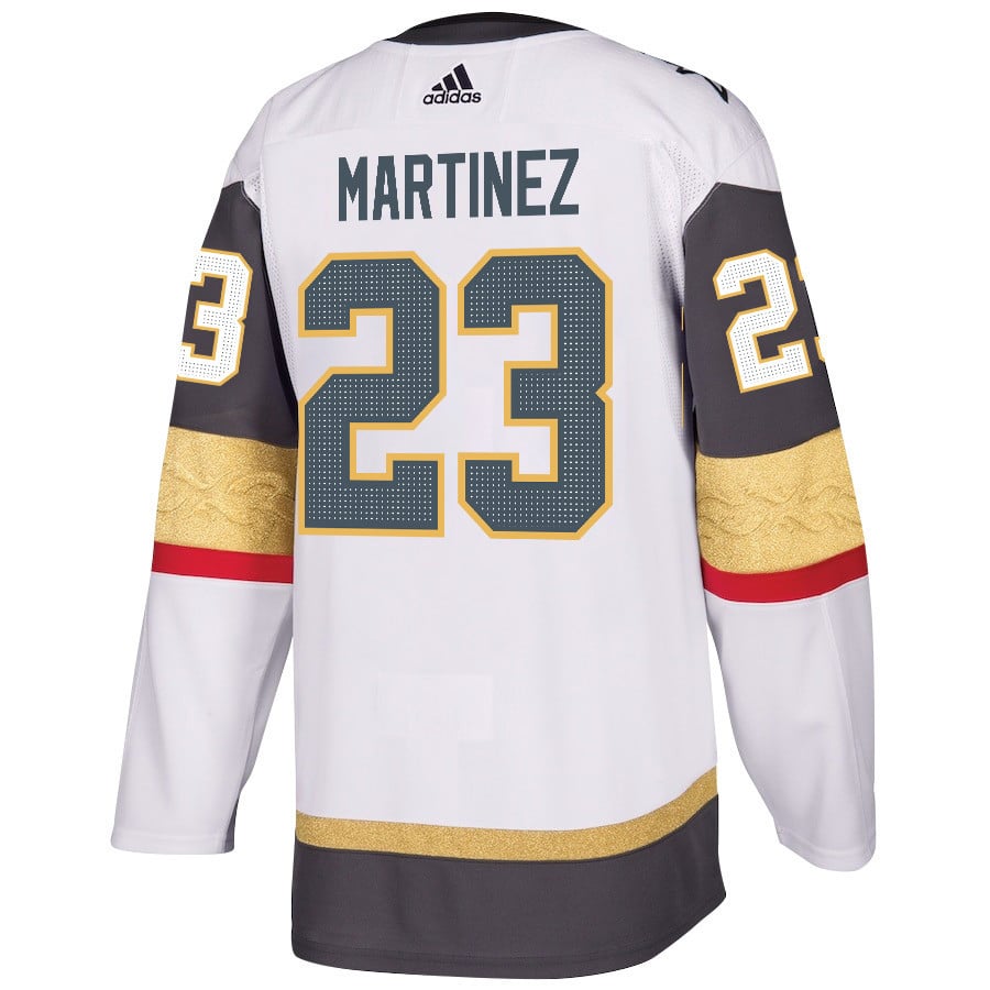 Alec Martinez 23 Vegas Golden Knights Stanley Cup 2023 Champions Patch Away Breakaway White NHL Jersey Men's