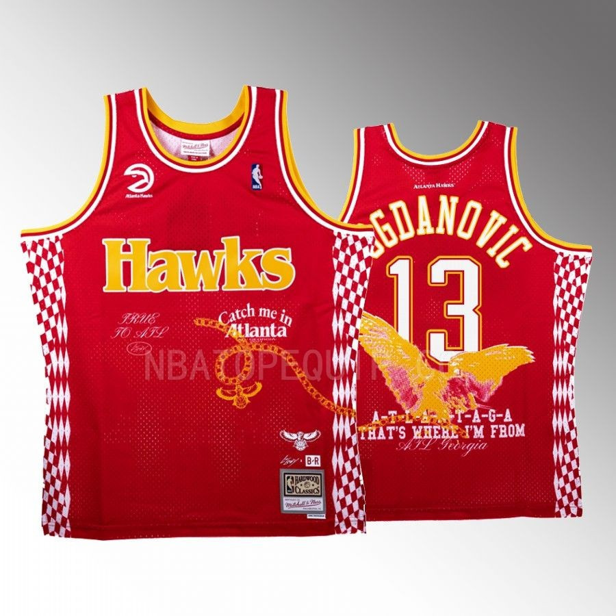 Atlanta Hawks x Lil Baby BR Remix Bogdan Bogdanovic 13 Red Limited Edition NBA Jersey Men's