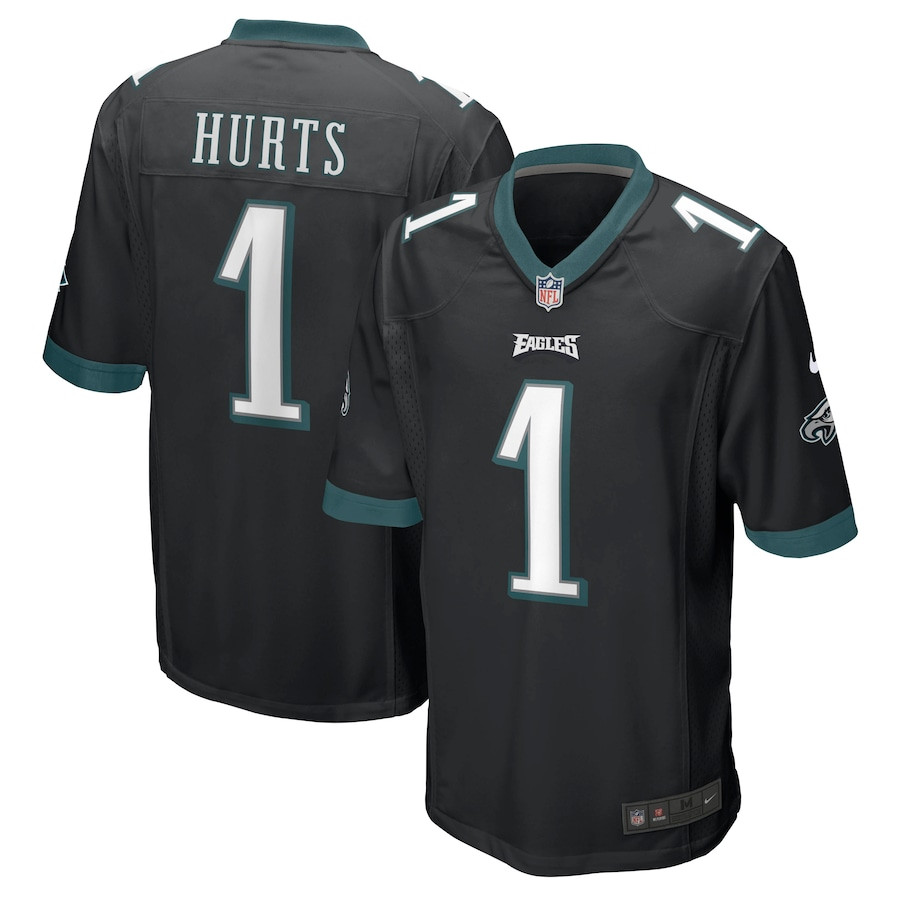 Jalen Hurts 1 Philadelphia Eagles Game Black NFL Jersey Men's