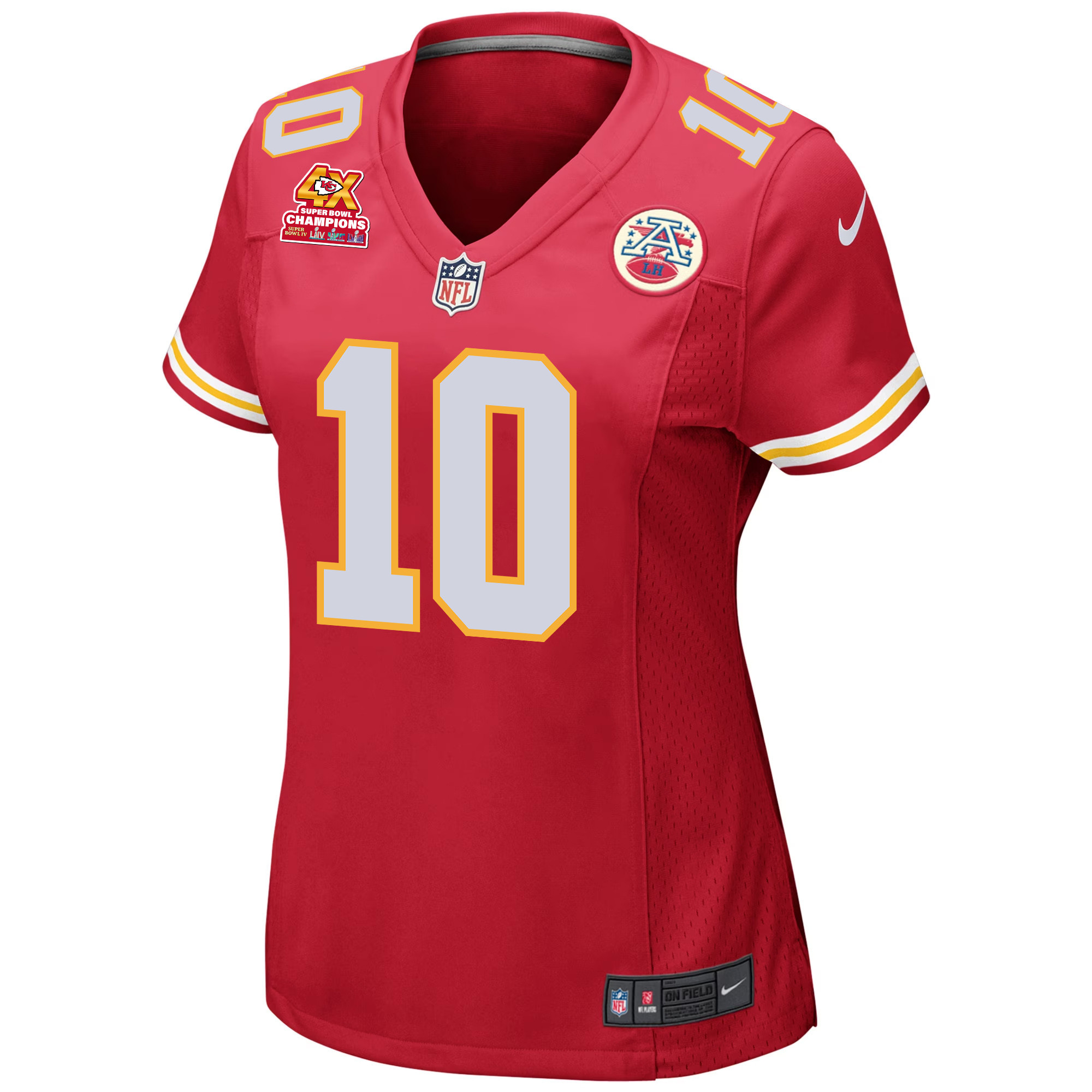 Isiah Pacheco 10 Kansas City Chiefs Super Bowl LVIII Champions 4X Game Red NFL Jersey Women's