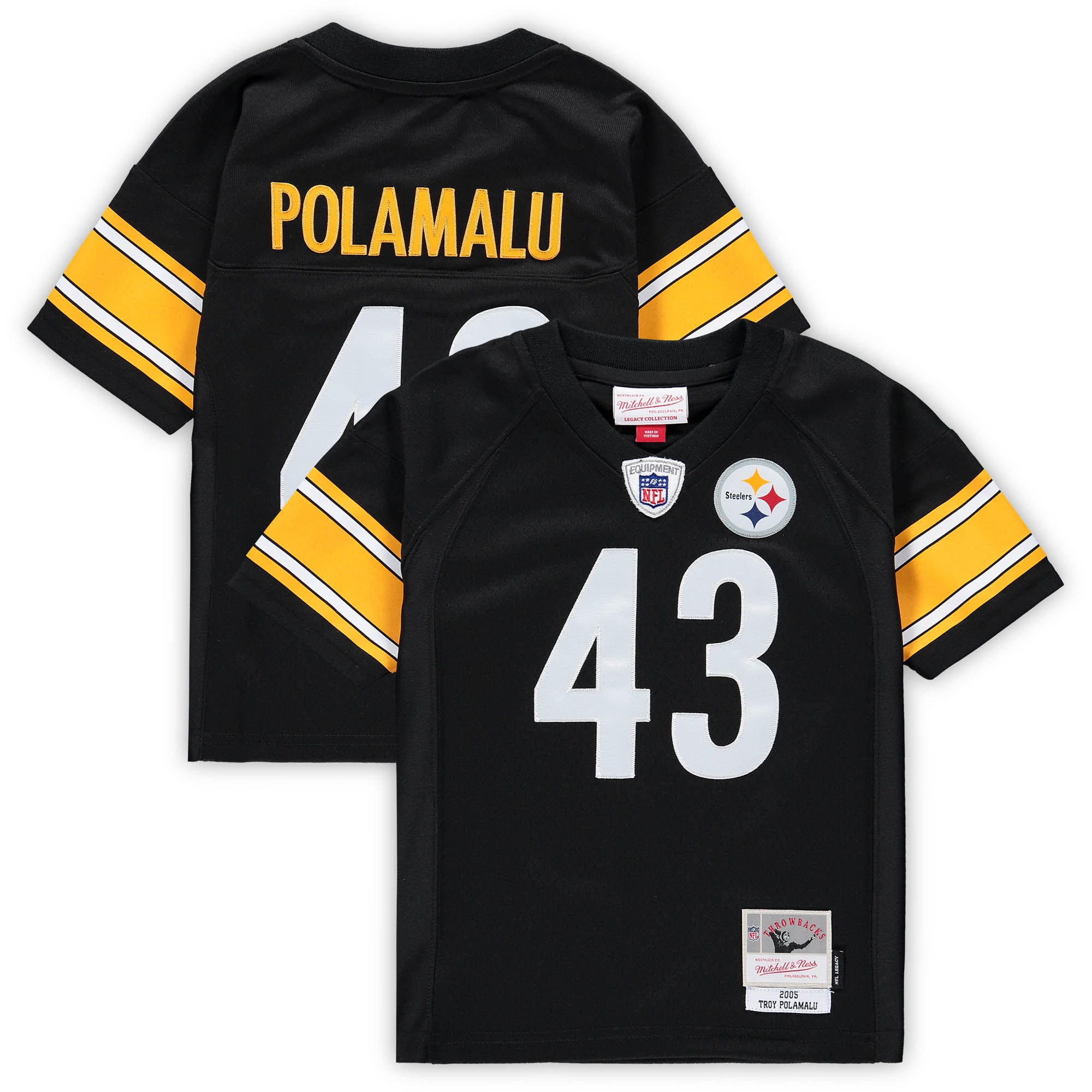 Preschool Pittsburgh Steelers Troy Polamalu Mitchell Ness Black Retired Legacy NFL Jersey Men's