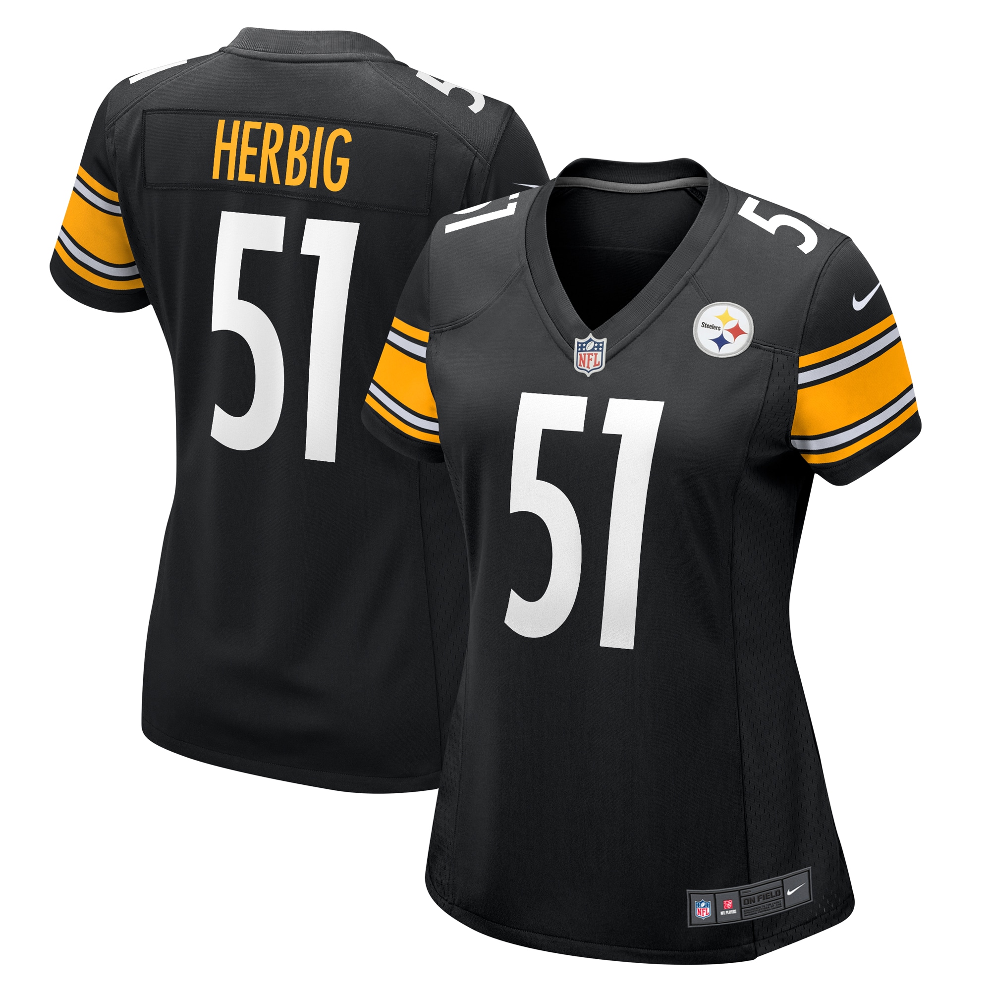 Pittsburgh Steelers Nick Herbig Black Game NFL Jersey Women's