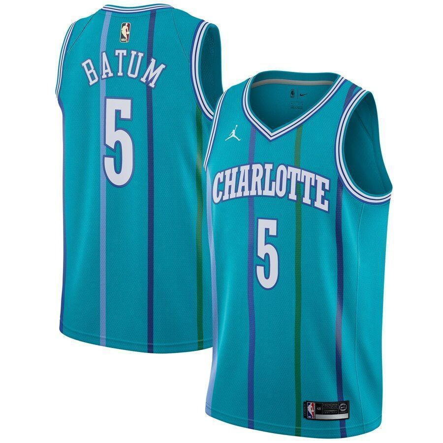 Nicolas Batum Charlotte Hornets Fashion Current Player Hardwood Classics Swingman Aqua NBA Jersey Men's