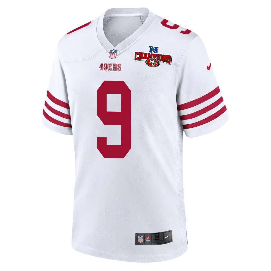 Brayden Willis 9 San Francisco 49ers NFC Champions Patch Game White NFL Jersey Men's