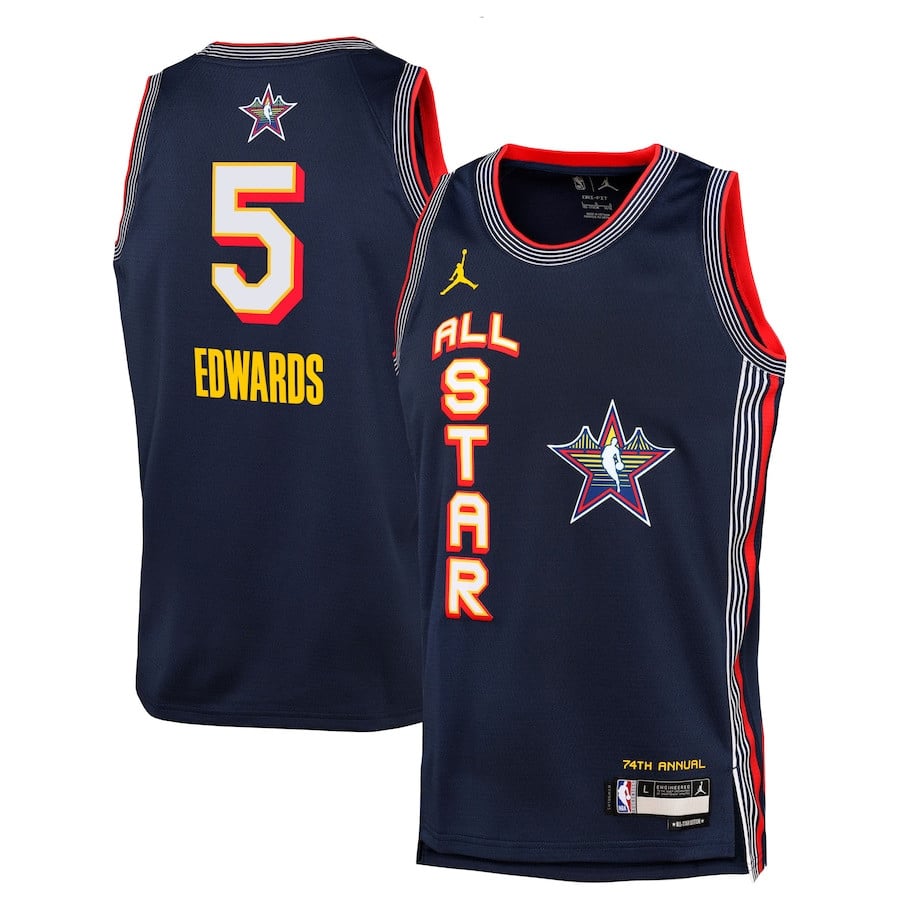 Anthony Edwards 5 All Star Swingman Tea Navy NBA Jersey Youth