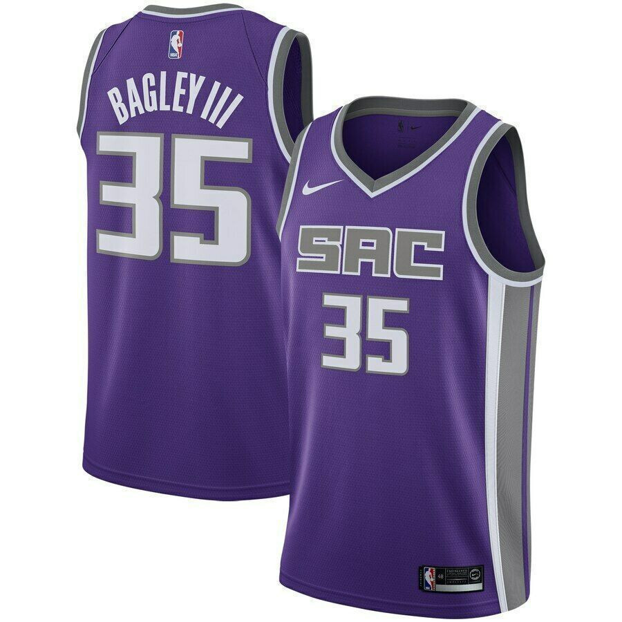 Sacramento Kings 35 Marvin Bagley ? Icon Swingman Purple NBA Jersey Men's