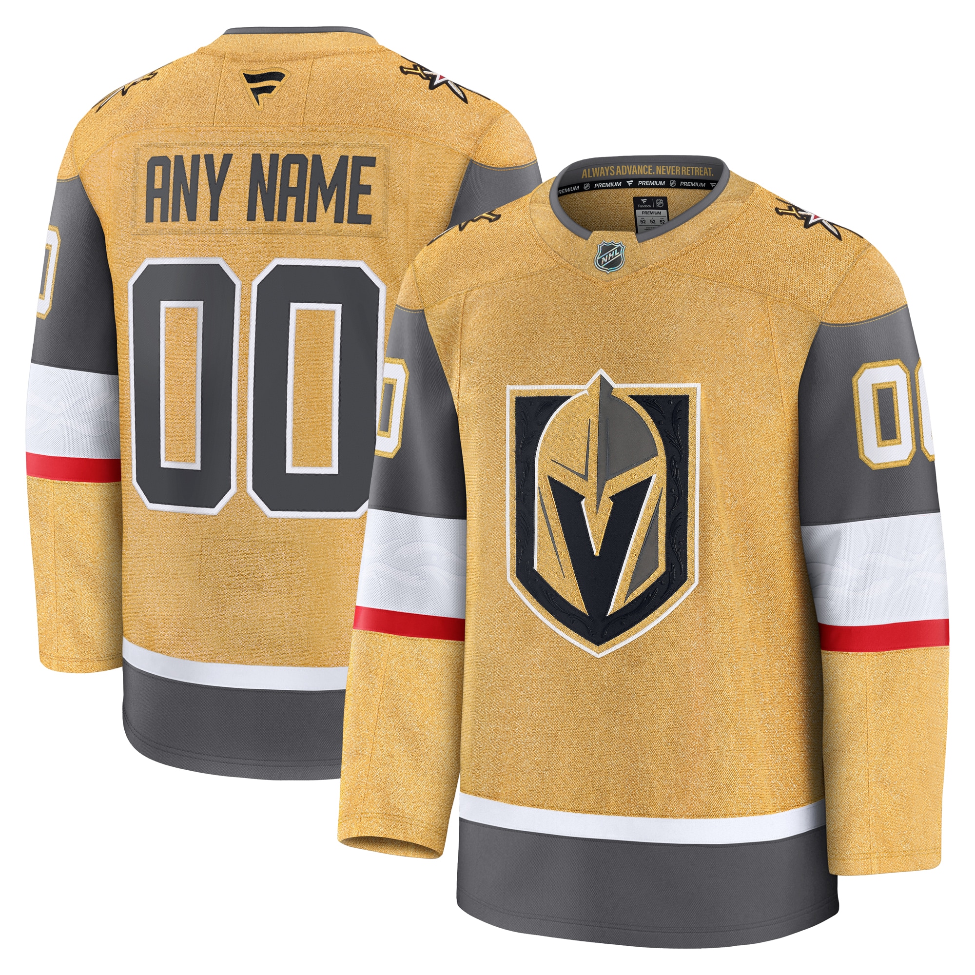 Vegas Golden Knights Gold Home Premium Custom NHL Jersey Men's