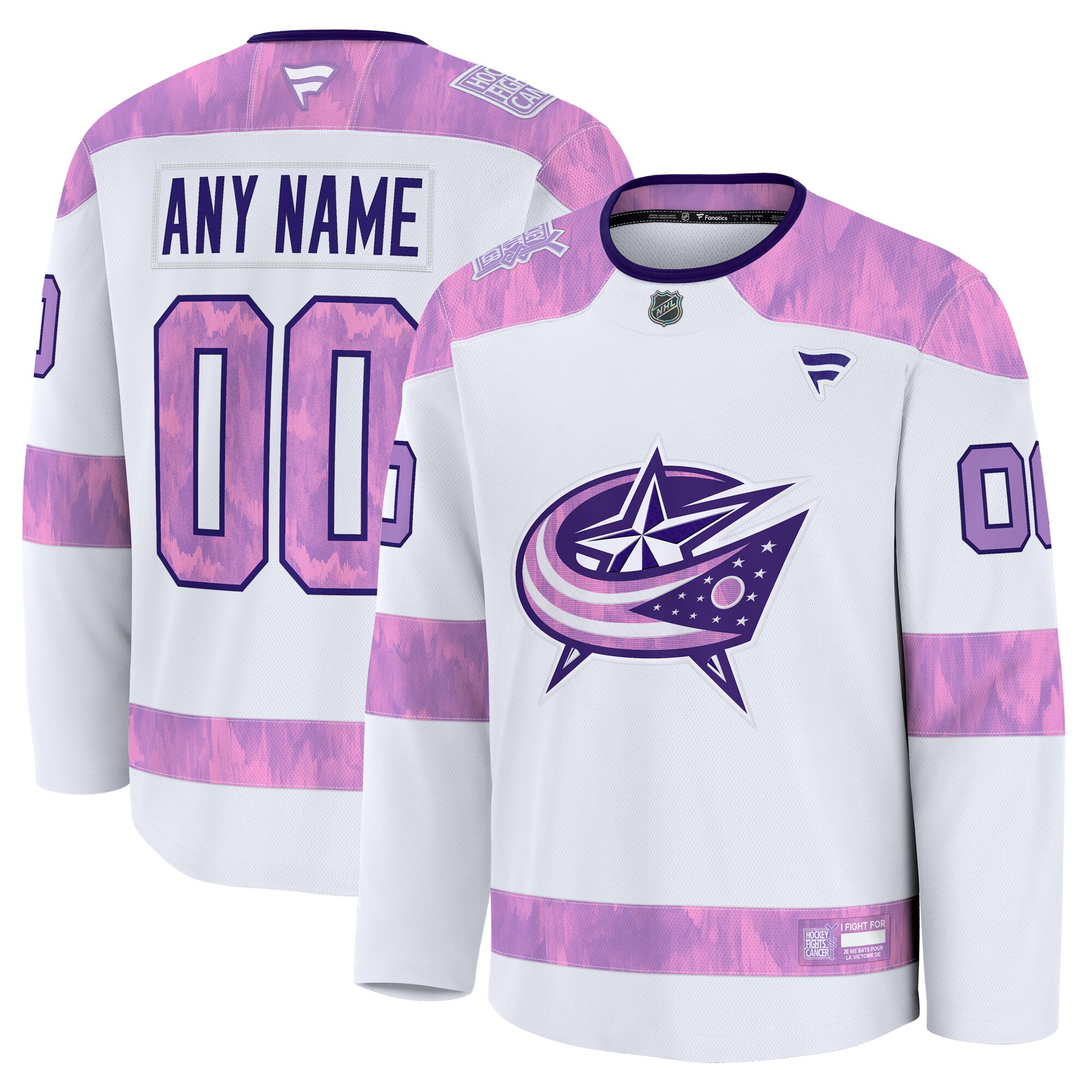 Columbus Blue Jackets White 2024 Fights Cancer Custom Practice NHL Jersey Men's