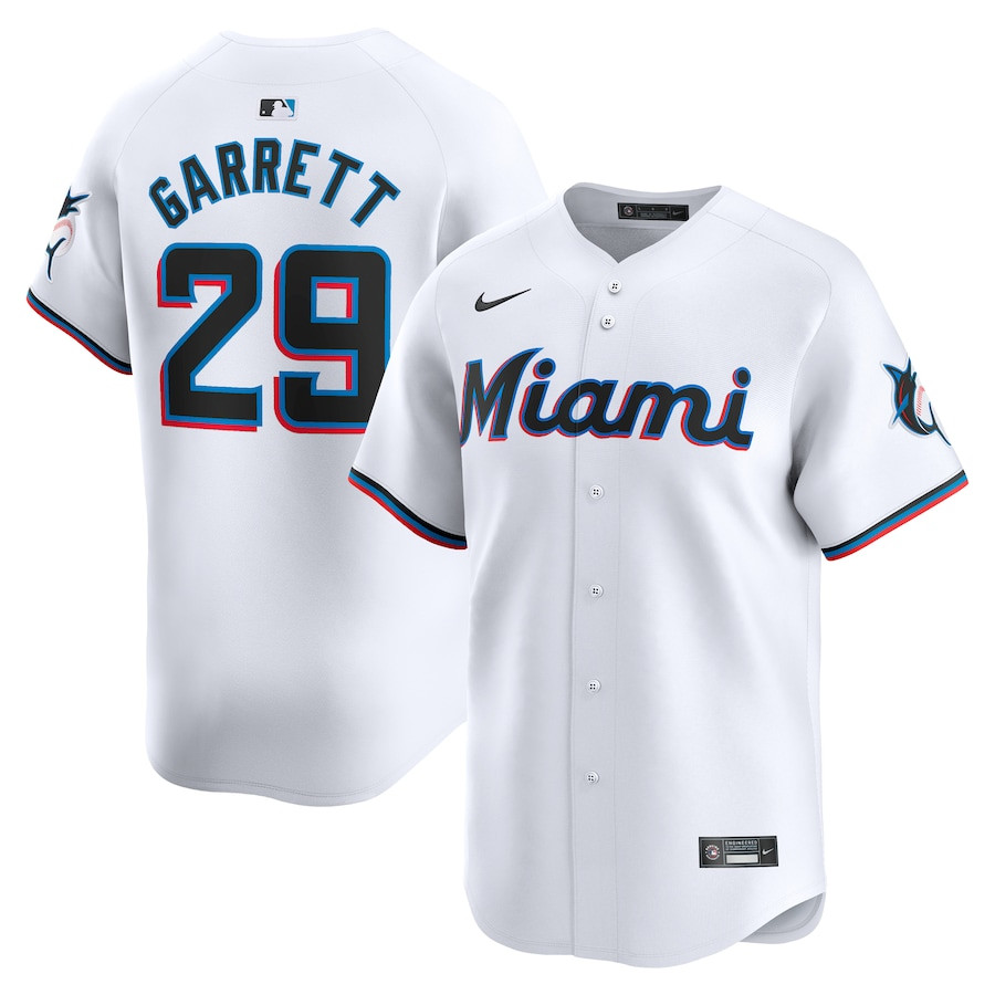 Braxton Garrett 29 Miami Marlins Home Limited Player White MLB Jersey Men's