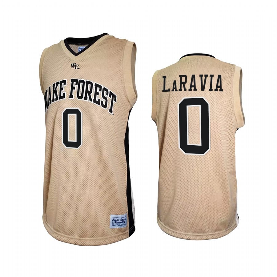 Jake LaRavia 0 Wake Forest Demon Deacons Gold Retro NCAA Jersey Men's