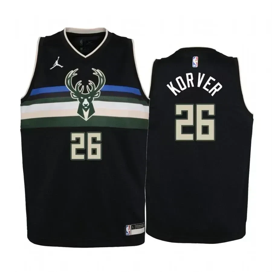Kyle Korver Milwaukee Bucks Black Statet Jumpman NBA Jersey Youth
