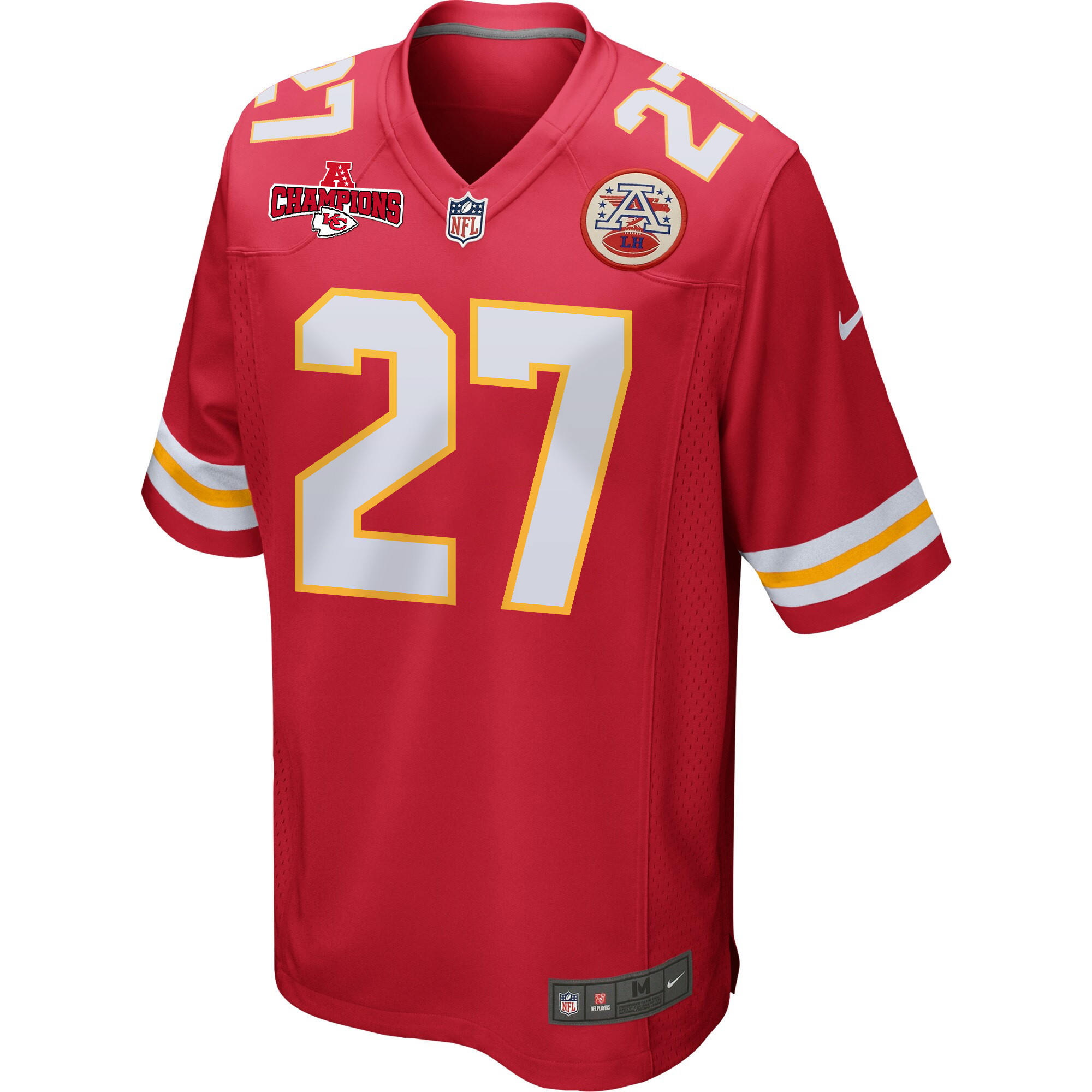 Chamarri Conner 27 Kansas City Chiefs AFC Champions Patch Game Red NFL Jersey Men's
