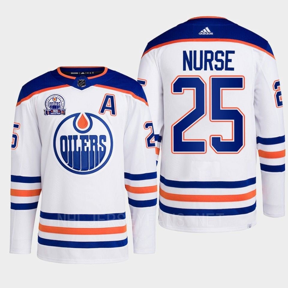 Darnell Nurse 25 Edmonton Oilers White 2022 Lee Ryan Hall Of Fame Patch Away NHL Jersey Men's