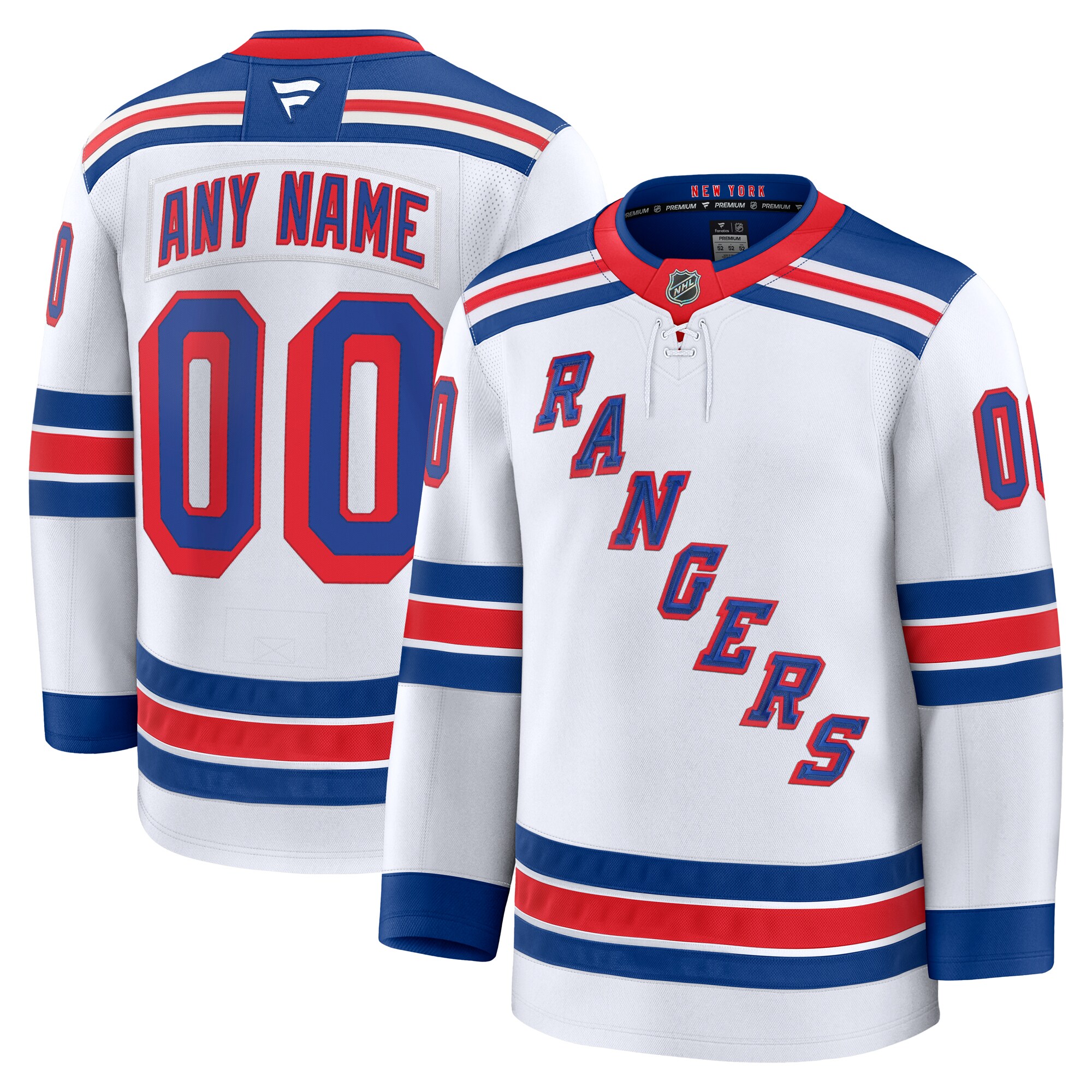 New York Rangers White Away Premium Custom NHL Jersey Men's