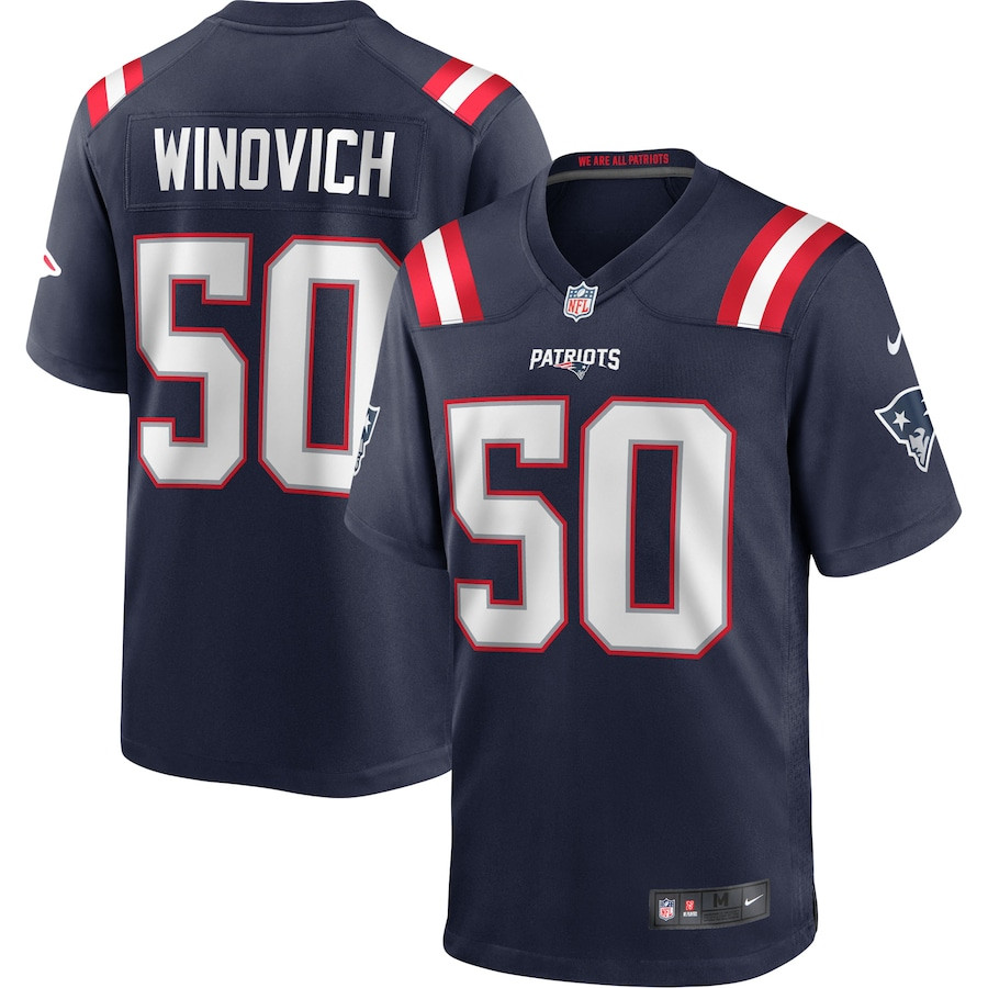 Chase Winovich 50 New England Patriots Game Navy NFL Jersey Men's