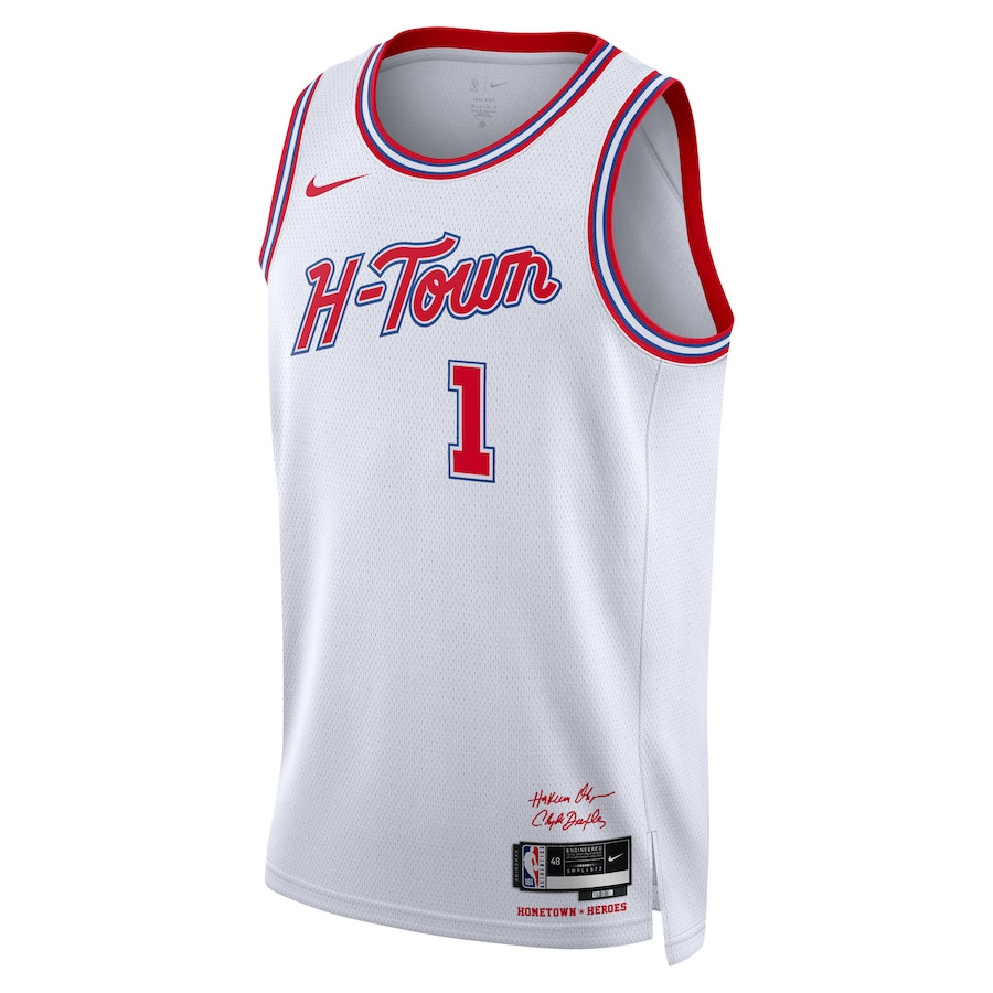 Amen Thompson 1 Houston Rockets 2023/24 City Edition Swingman White NBA Jersey Men's