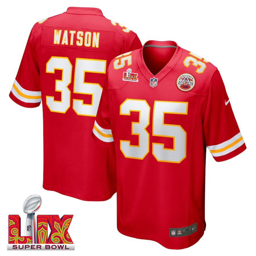 Jaylen Watson #35 Kansas City Chiefs Super Bowl LIX Red NFL Jersey Men's