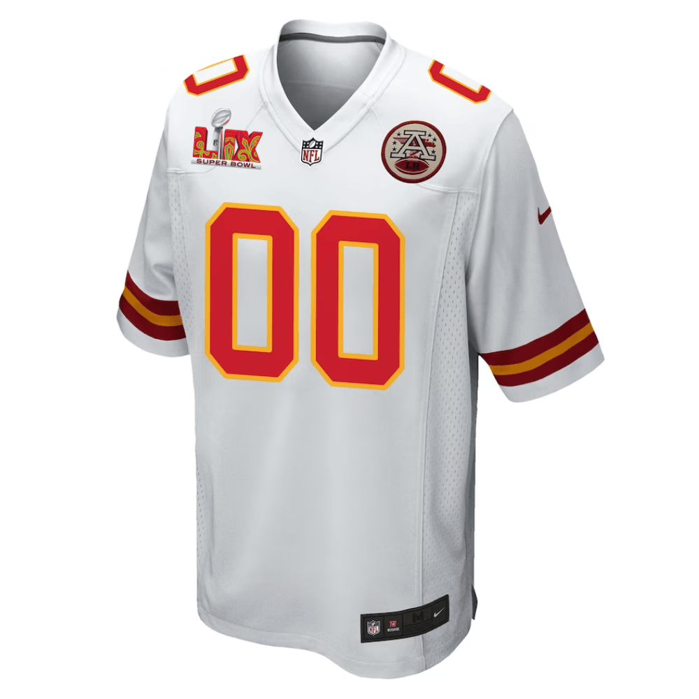 Kansas City Chiefs Super Bowl LIX Patch Game Custom White NFL Jersey Men's