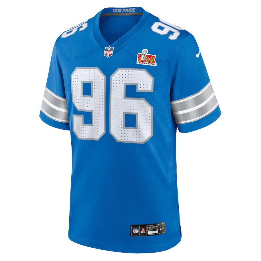 Kyle Peko #96 Detroit Lions Super Bowl LIX Blue NFL Jersey Men's