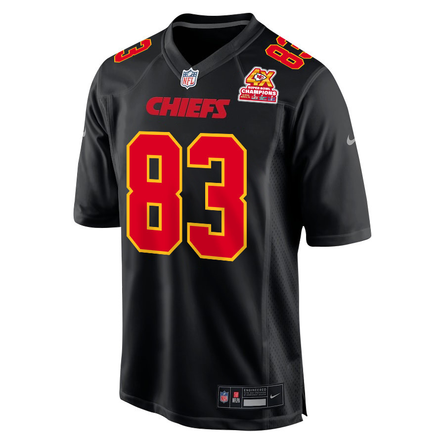 Noah Gray 83 Kansas City Chiefs Super Bowl LVIII Champions 4X Fashion Game Carbon Black NFL Jersey Men's