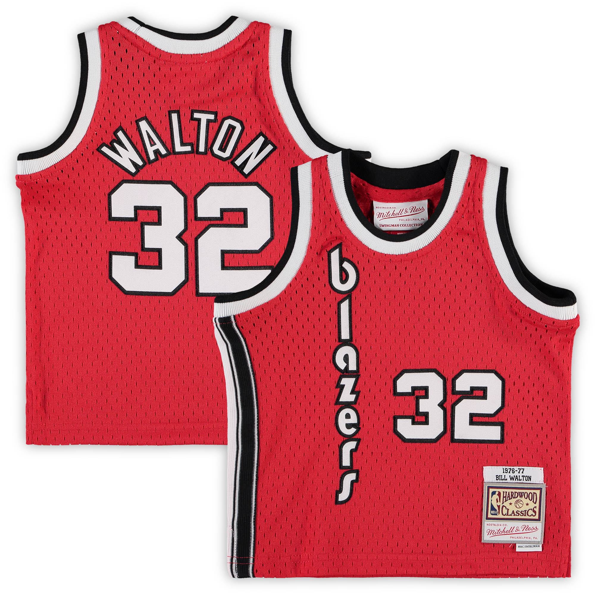 Infant Mitchell Ness Bill Walton Red Portland Trail Blazers 1976/77 Hardwood Classics Retired Player NBA Jersey Men's