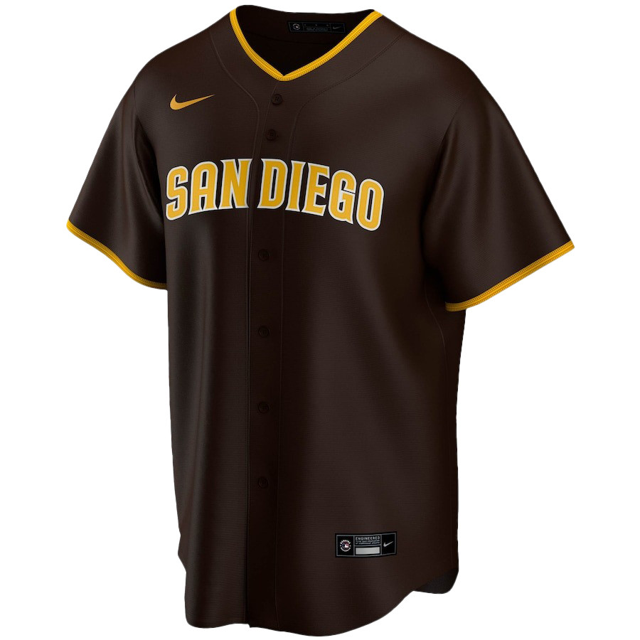 Juan Soto 22 San Diego Padres Signed Posture 2023 Alternate Player Brown MLB Jersey Men's