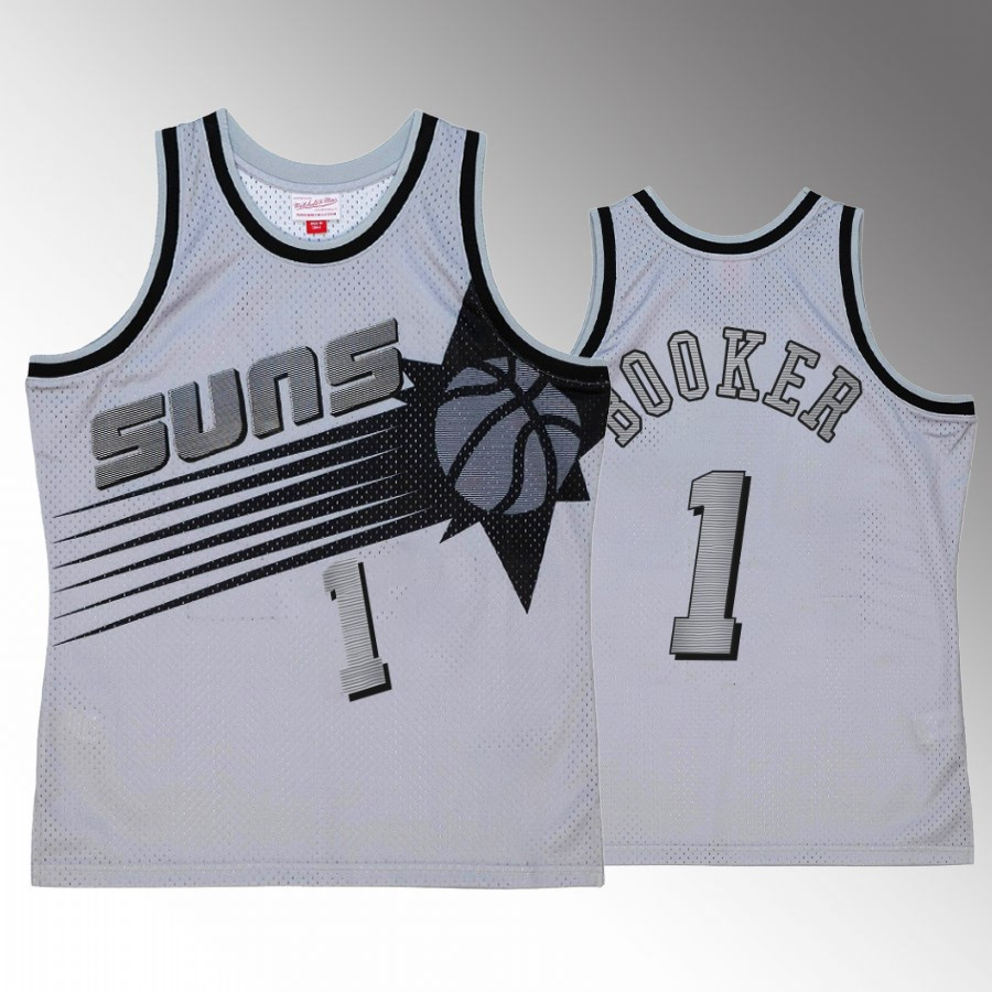 Devin Booker 1 Space Knit Phoenix Suns Grey Hardwood Classics NBA Jersey Men's