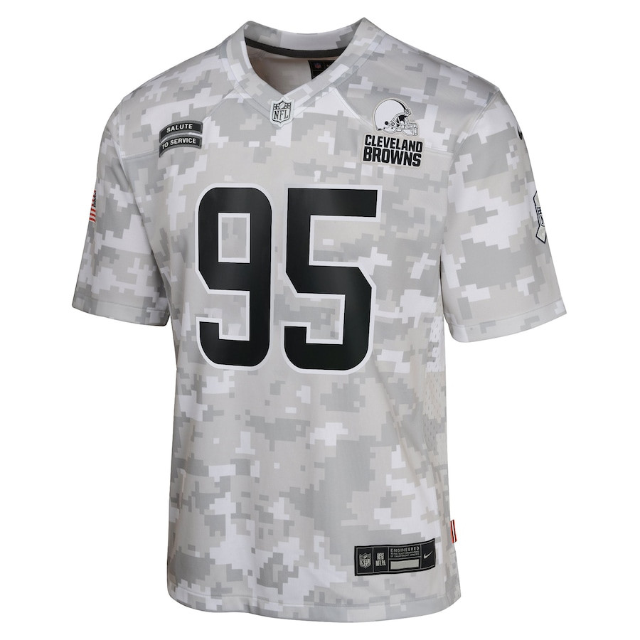 Myles Garrett 95 Cleveland Browns 2024 Salute to Service Game Arctic Camo NFL Jersey Youth