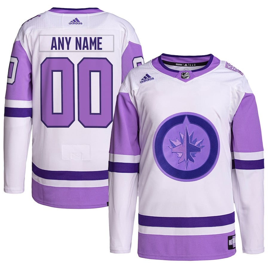 Winnipeg Jets Fights Cancer Primegreen Custom White/Purple NHL Jersey Men's