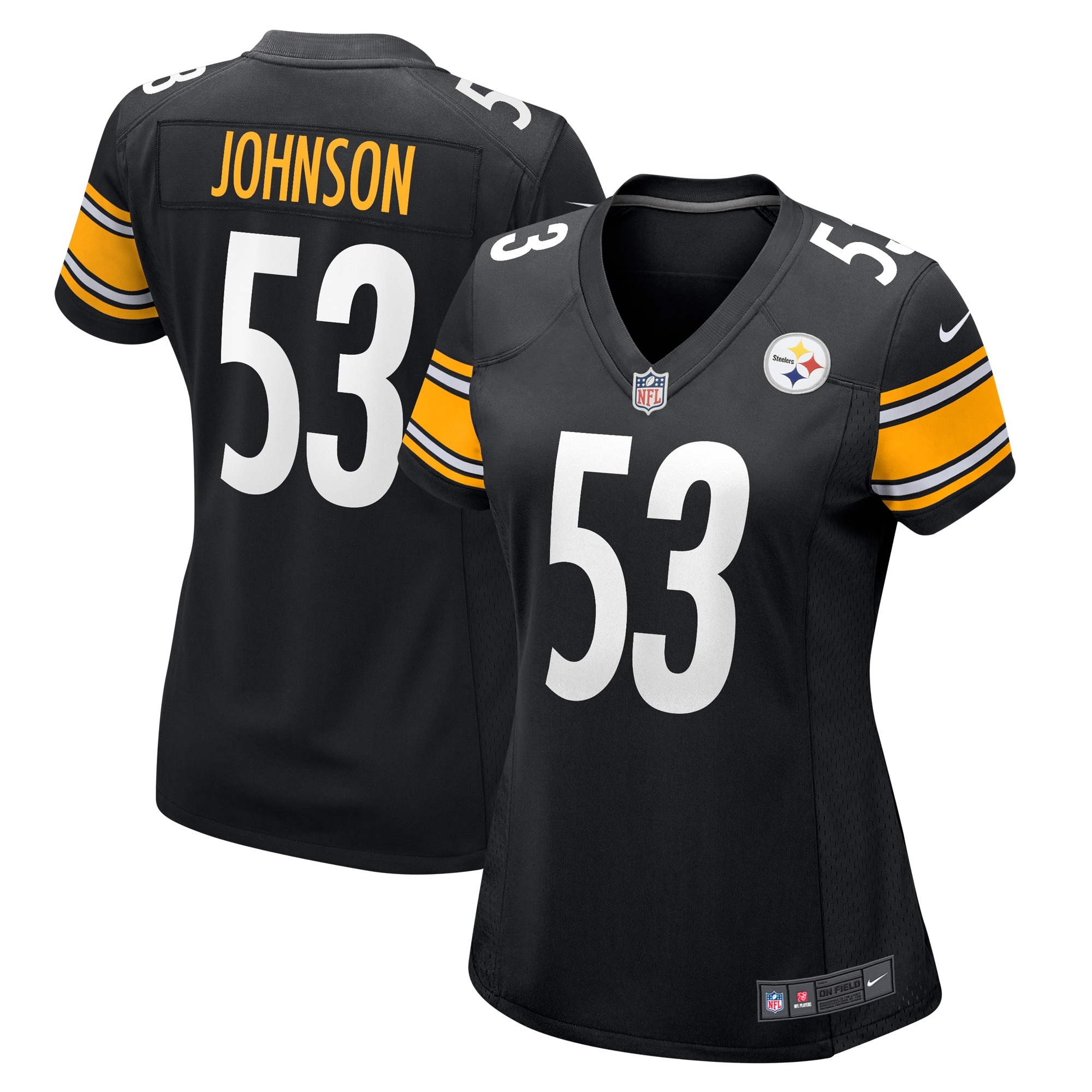 Pittsburgh Steelers Kyron Johnson Black Game NFL Jersey Women's