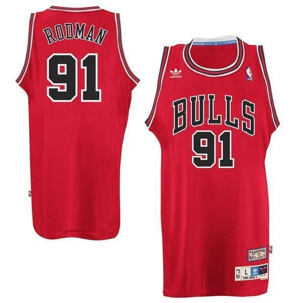 Dennis Rodman Chicago Bulls Red Hardwood Classics Swingman NBA Jersey Men's