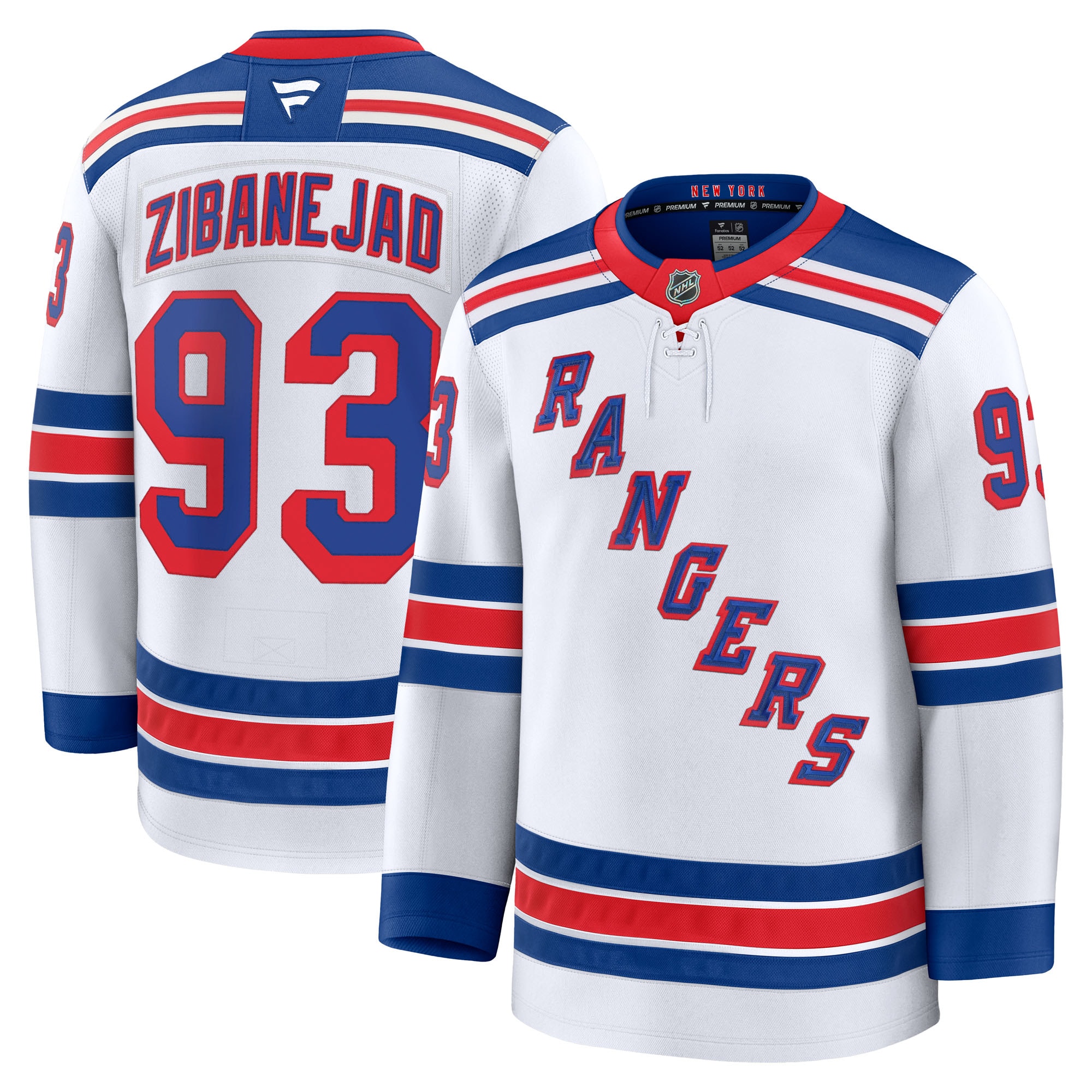 New York Rangers Mika Zibanejad White Away Premium NHL Jersey Men's
