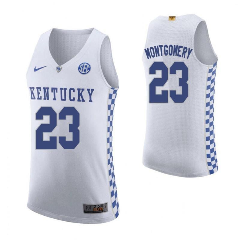 23 EJ Montgomery Roa White Elite Kentucky Wildcats NCAA Jersey Men's