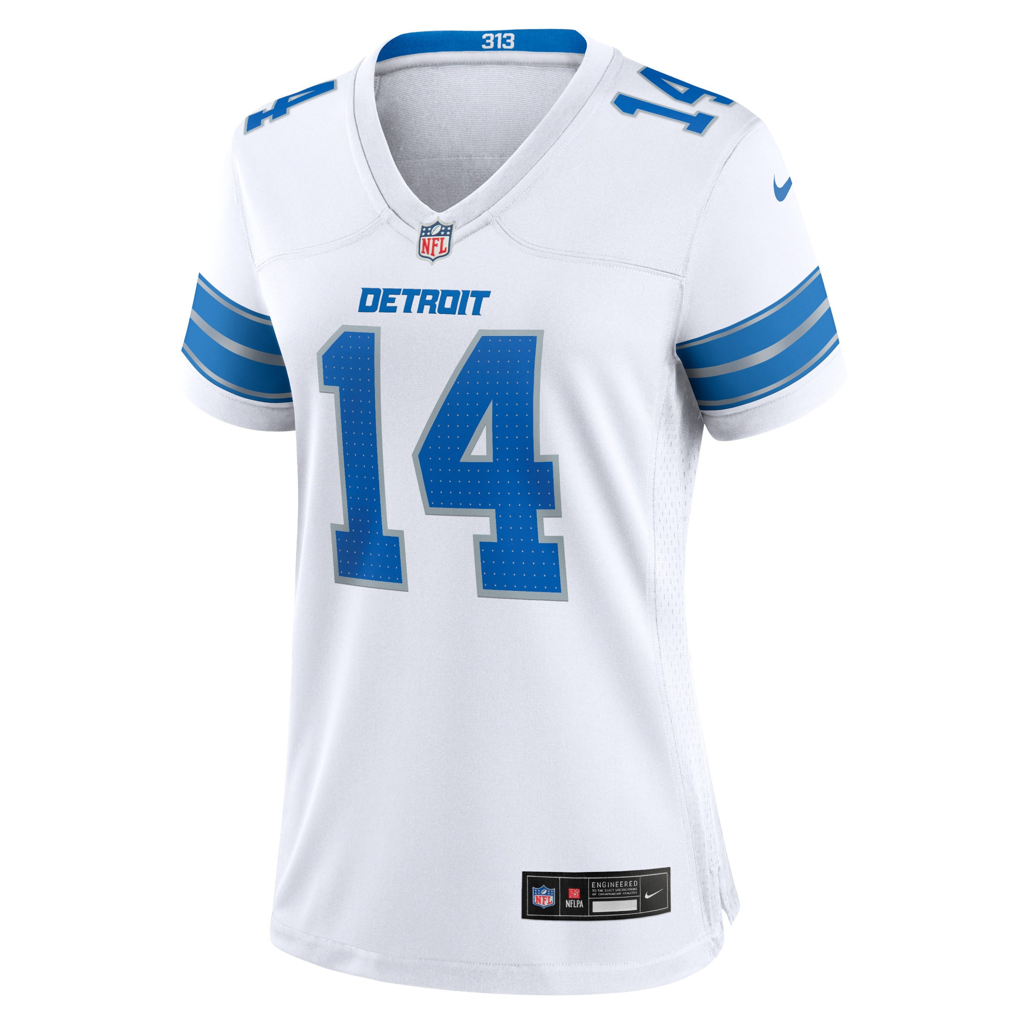 Amon-Ra St. Brown 14 Detroit Lions White Game White NFL Jersey Women's