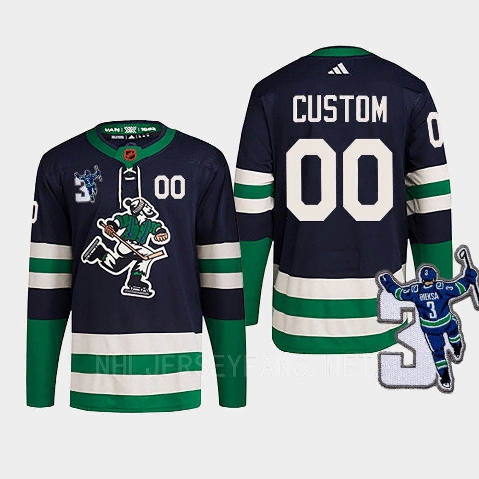 Vancouver Canucks Custom 00 Navy Reverse Retro 2.0 Kevin Bieska Patch NHL Jersey Men's