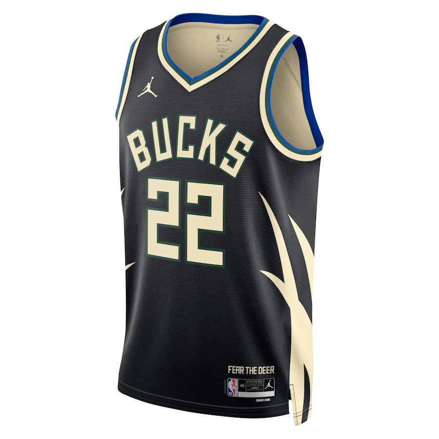 Khris Middleton 22 Milwaukee Bucks Unisex Swingman Statement Edition Black NBA Jersey Unisex