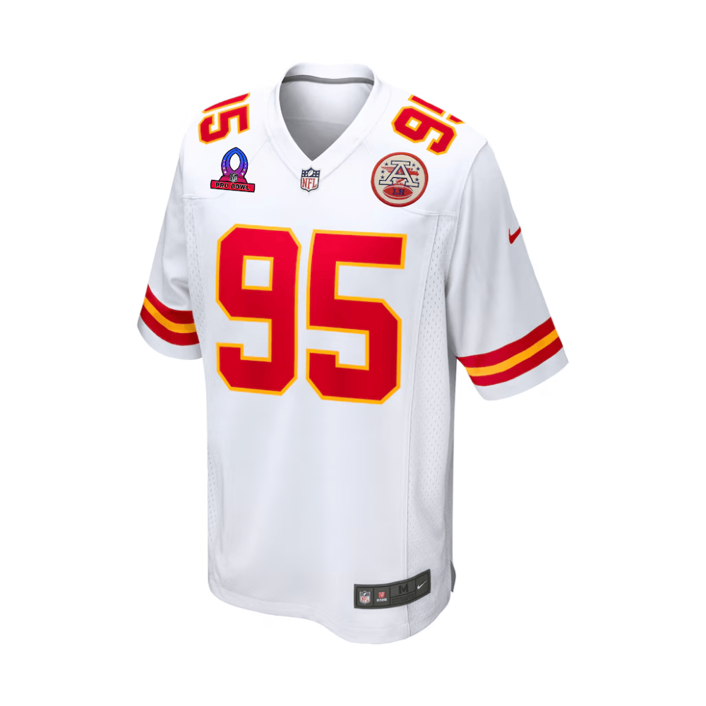 Chris Jones 95 Kansas City Chiefs 2025 Pro Bowl Patch Game White NFL Jersey Men's