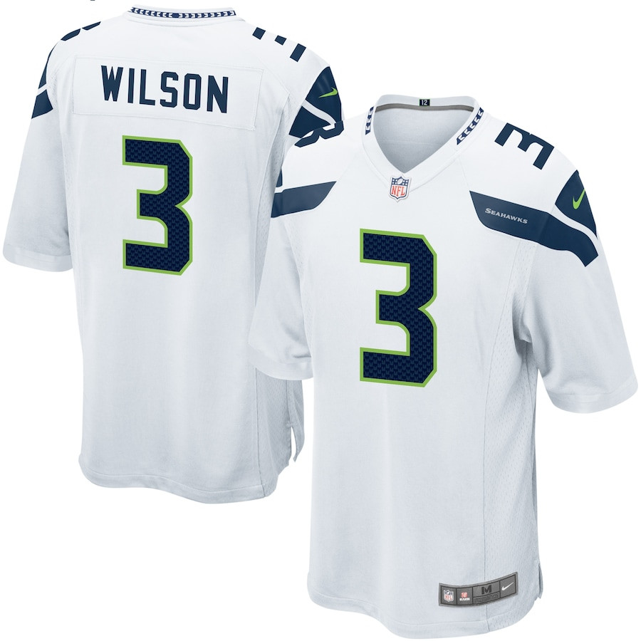 Russell Wilson 3 Seattle Seahawks Game White NFL Jersey Men's