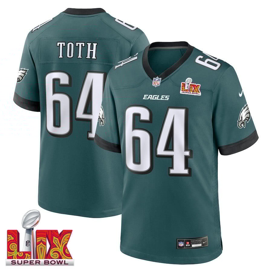 Brett Toth #64 Philadelphia Eagles Super Bowl LIX Midnight Green NFL Jersey Men's