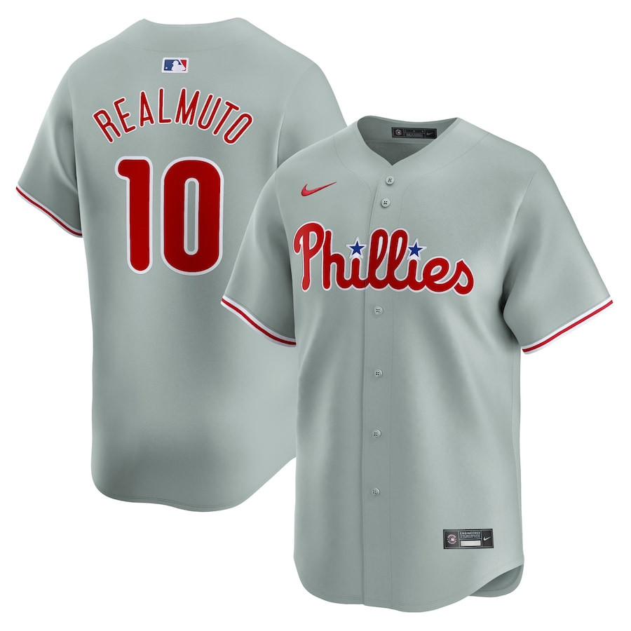 J.T. Realmuto 10 Philadelphia Phillies Away Limited Player Gray MLB Jersey Men's
