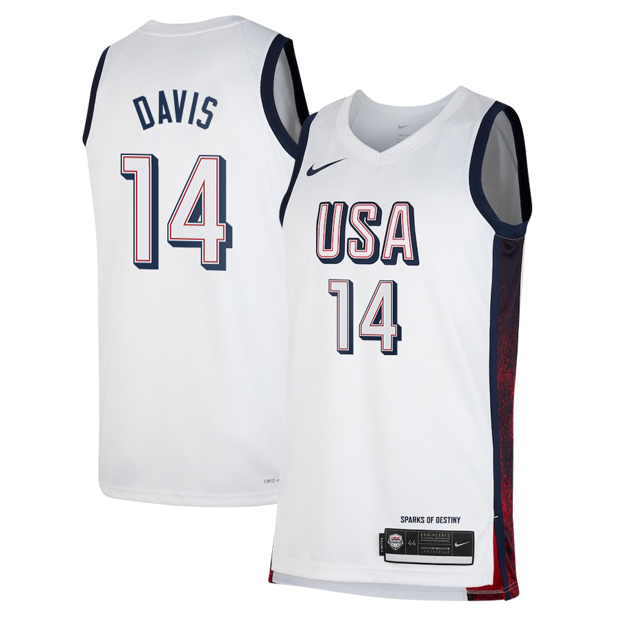 Anthony Davis 14 USA Unisex 2024 Swingman Player White NBA Jersey Unisex