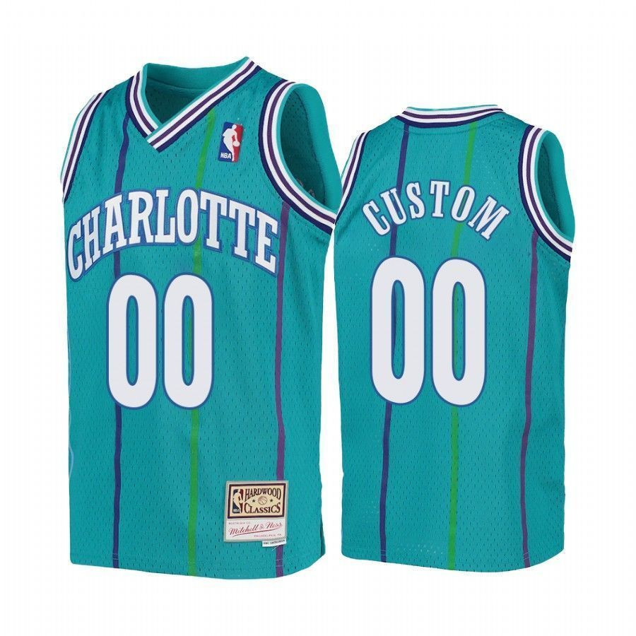 Custom Charlotte Hornets Teal Hardwood Classics NBA Jersey Youth