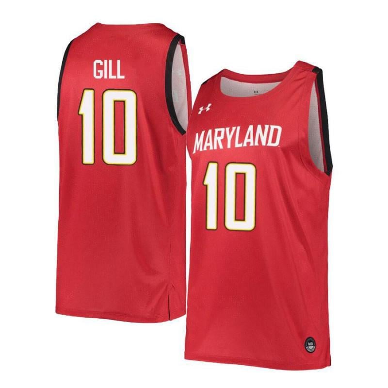 Under Armour 10 LG Gill Red Retro Maryland Terrapins NCAA Jersey Men's