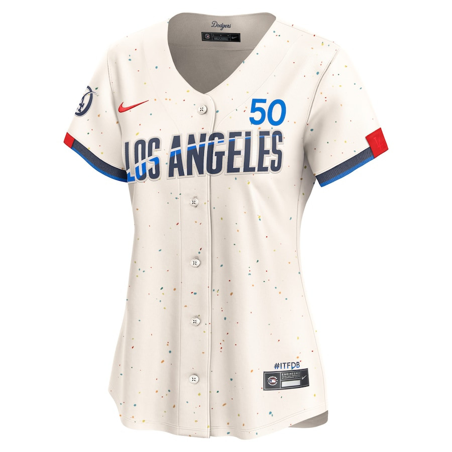 Mookie Betts 50 Los Angeles Dodgers 2024 City Connect Limited Cream MLB Jersey Women's