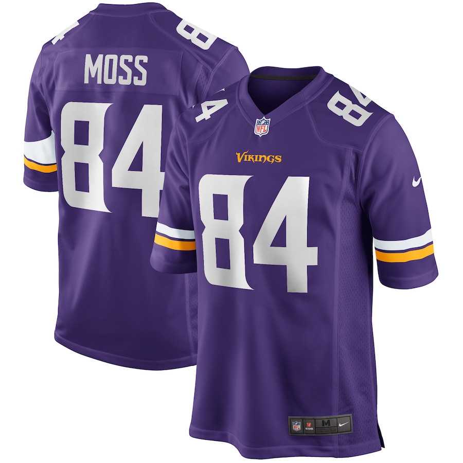 Randy Moss 84 Minnesota Vikings Game Retired Purple NFL Jersey Men's